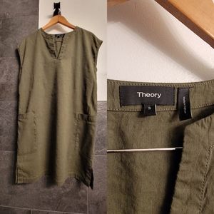 Theory Olive Green Linen Dress. Small